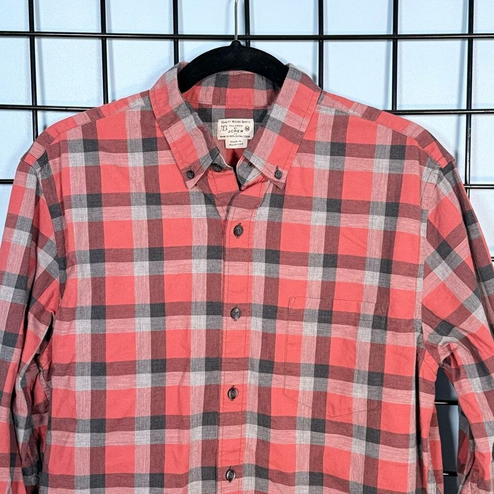 Quality Woven Shirt Tailored by J. Crew Mens M Red Plaid Cottagecore‎ Fall